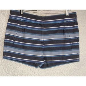 J.Crew Women's Striped Chino Shorts Blue/Black/White Striped Pleated Front 6